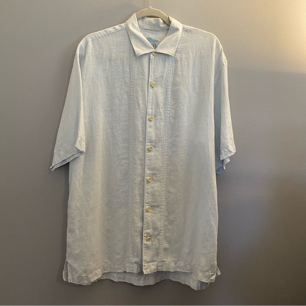 Tommy Bahama Light Blue Linen Short Sleeve Button Up